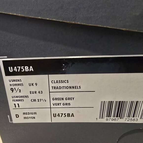 New Balance 475 X AURALEE Dark Olivine Raincloud U475BA Men's Size 9.5 NEW - Picture 10 of 10